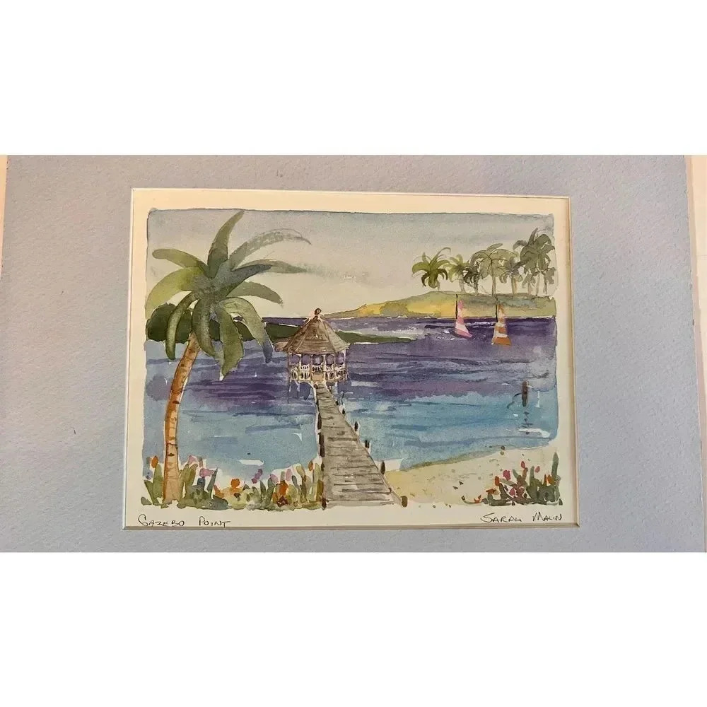 Sarah‎ Makin Gazebo Point Art Painting Illustration Original